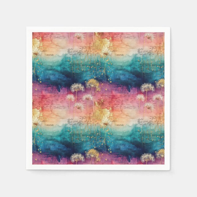 Vintage Dandelion Abstract Pattern (1) Napkins (Front)