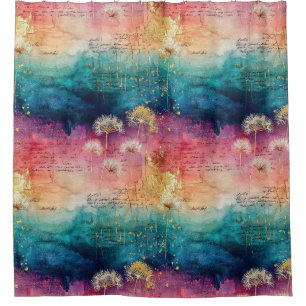 Vintage Dandelion Abstract Pattern (1) Shower Curtain