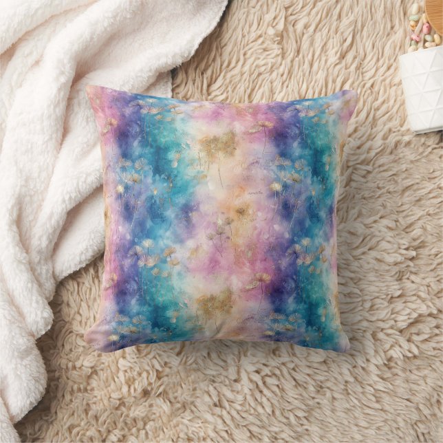 Vintage Dandelion Abstract Pattern (2) Throw Pillow (Blanket)