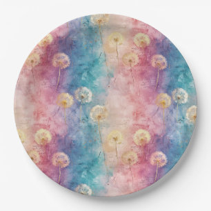 Vintage Dandelion Abstract Pattern (3) Paper Plates