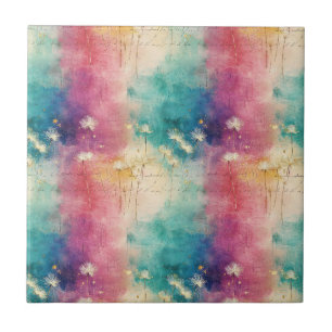 Vintage Dandelion Abstract Pattern (4) Ceramic Tile