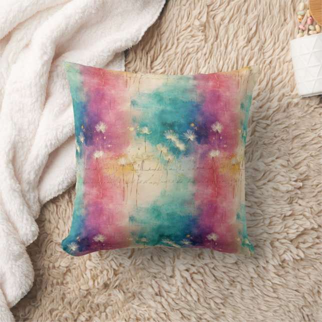 Vintage Dandelion Abstract Pattern (4) Throw Pillow (Blanket)