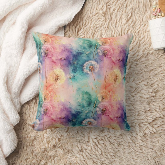 Vintage Dandelion Abstract Pattern (5) Throw Pillow (Blanket)
