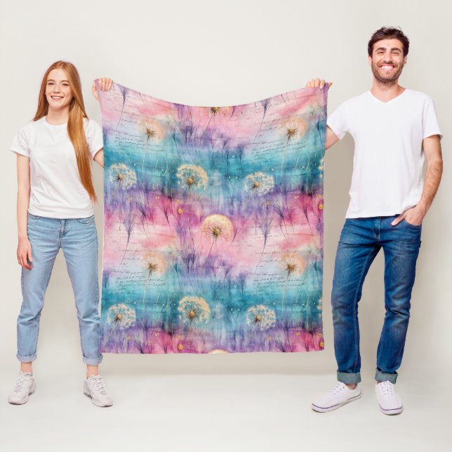 Vintage Dandelion Abstract Pattern (6) Fleece Blanket (In Situ)