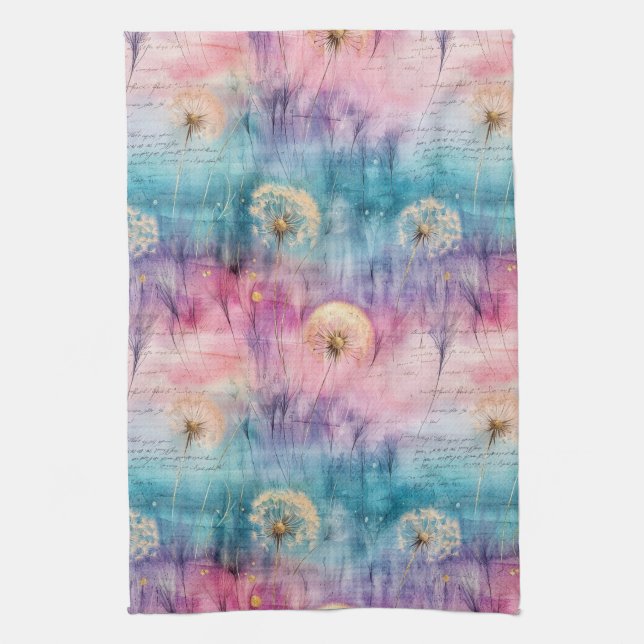 Vintage Dandelion Abstract Pattern (6) Kitchen Towel (Vertical)