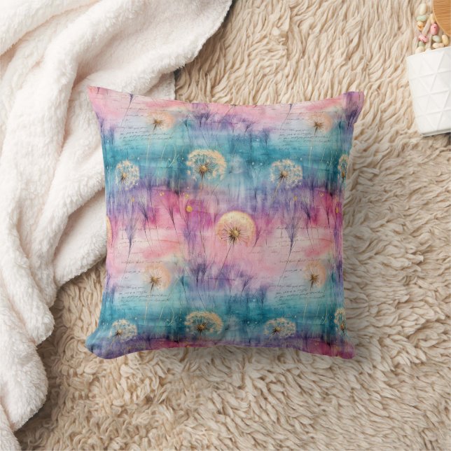 Vintage Dandelion Abstract Pattern (6) Throw Pillow (Blanket)