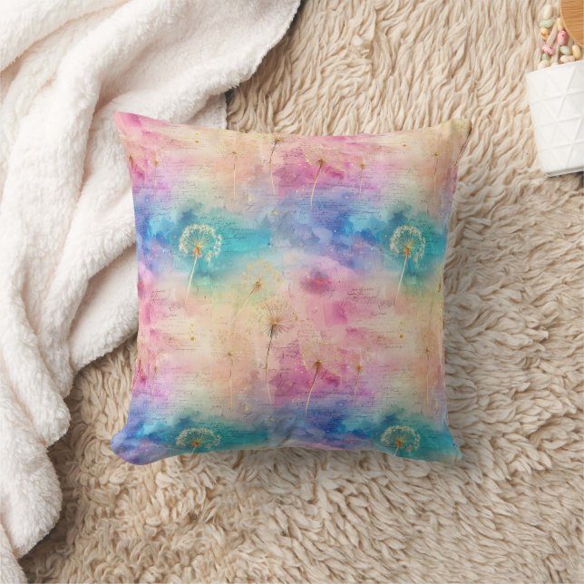 Vintage Dandelion Abstract Pattern (7) Throw Pillow (Blanket)