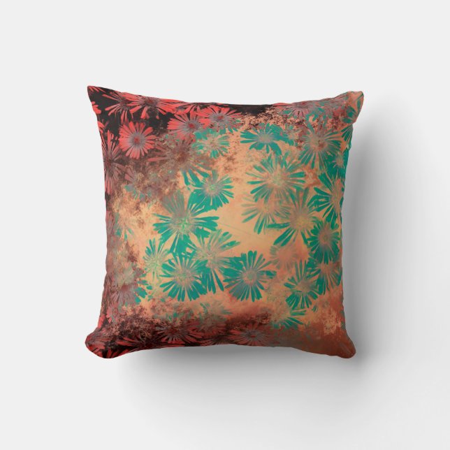 Vintage Dandelion Grunge Throw Pillow (Front)