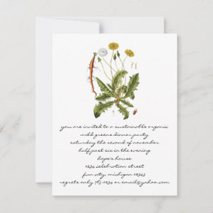 Vintage Dandelion Illustration Invitation