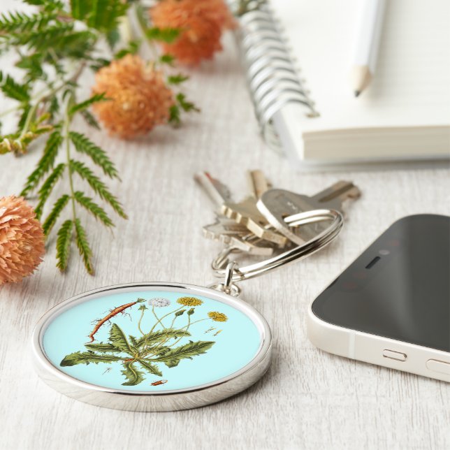 Vintage Dandelion Illustration Keychain (Side)