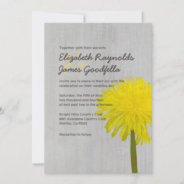 Vintage Dandelion Wedding Invitations (Front)