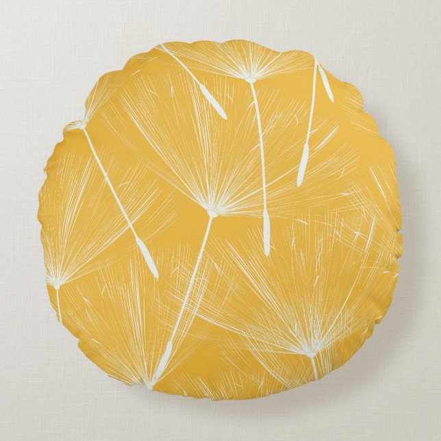 Vintage Dandelions: Seamless Pattern Round Pillow (Front)