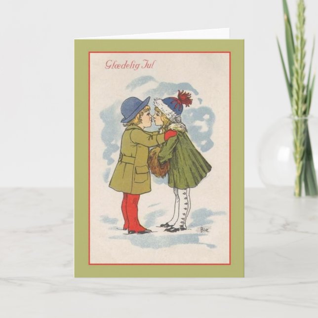 Vintage Danish Glædelig Jul Christmas Card (Front)
