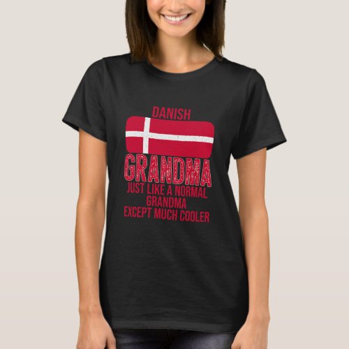 Vintage Danish Grandma Denmark Flag for Mothers T_Shirt