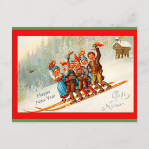 Vintage Danish Happy New Year or Godt Nytaar Image Postcard