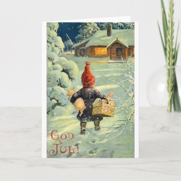 Vintage Danish / Norwegian God Jul Christmas Invitation