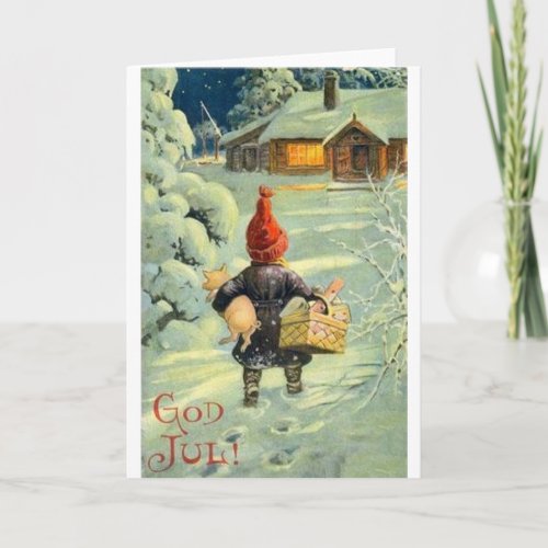 Vintage Danish  Norwegian God Jul Christmas Card