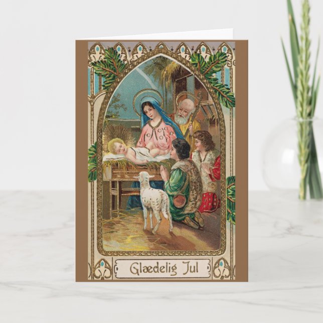 Vintage Danish Religious Christmas Greeting Card (Front)