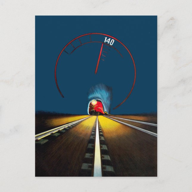 Vintage Danish Train Travel Postcard (Front)