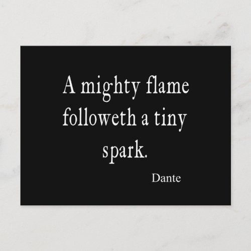 Vintage Dante Mighty Flame Tiny Spark Quote Quotes Postcard