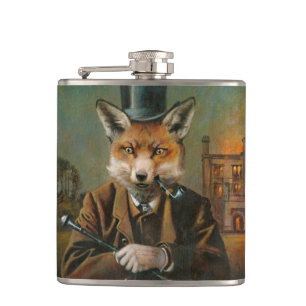 Vintage Dapper Fox Hip Flask