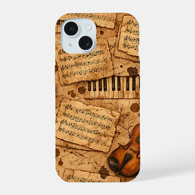 Vintage Dark Academia Aesthetic Patterns iPhone 15 Case (Back)