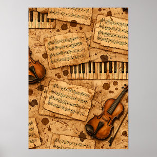 Vintage Dark Academia Aesthetic Patterns Poster