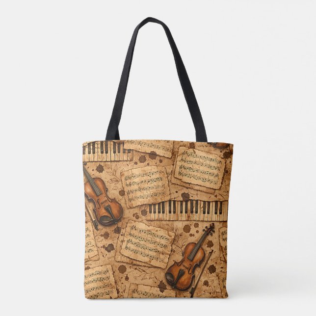 Vintage Dark Academia Aesthetic Patterns Tote Bag (Back)