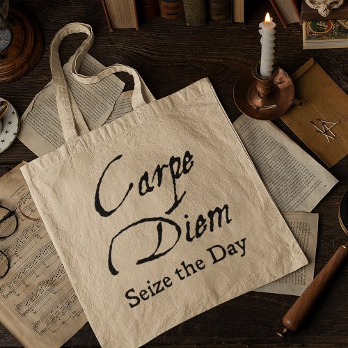 Vintage Dark Academia Carpe Diem Scholarly Latin  Tote Bag