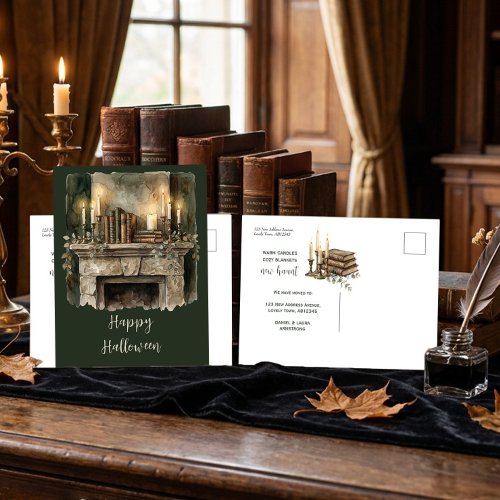 Vintage Dark Academia Hearth New Haunt Moving Announcement Postcard