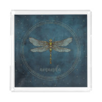 Vintage Dark Blue Celestial Mystical Dragonfly
