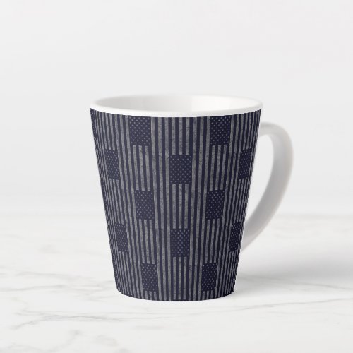 Vintage Dark Blue Grunge USA American Flag Pattern Latte Mug