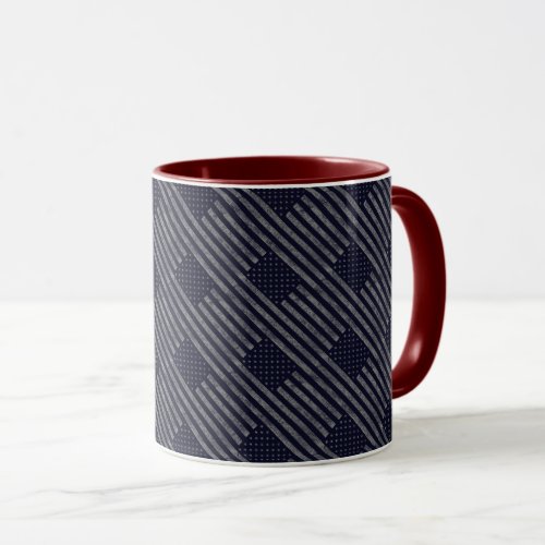 Vintage Dark Blue Grunge USA American Flag Pattern Mug