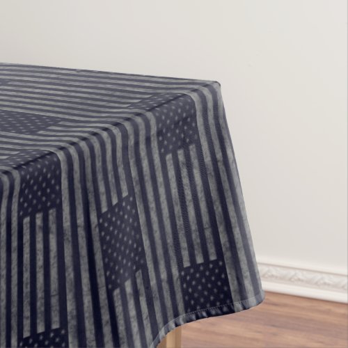 Vintage Dark Blue Grunge USA American Flag Pattern Tablecloth