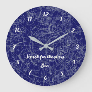 Vintage Dark Blue Starmap Large Clock