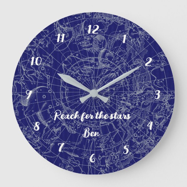 Vintage Dark Blue Starmap Large Clock (Front)