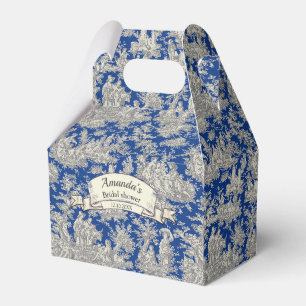 Vintage Dark Blue Toile de Jouy Monogram Favor Boxes