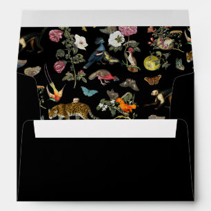 Vintage Dark Botanical Wild Animals in Forest Envelope