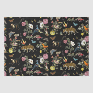Vintage Dark Botanical Wild Animals in Forest Tissue Paper
