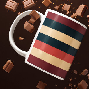 Vintage Dark Brown and Green Stripes Coffee Mug