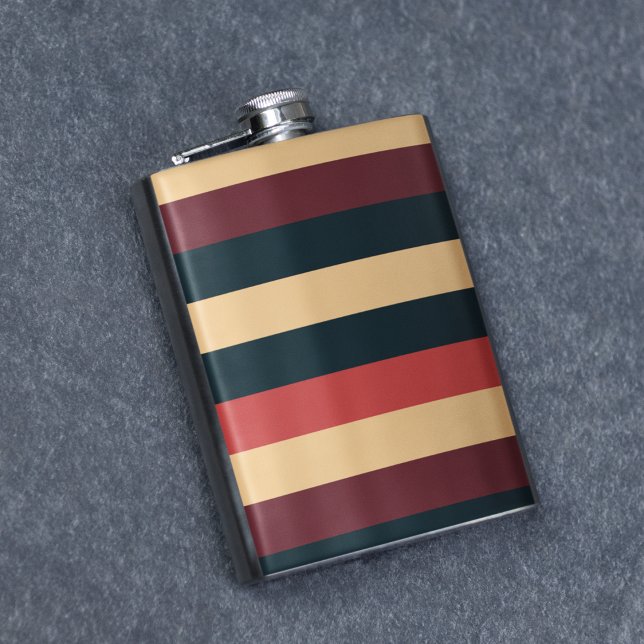 Vintage Dark Brown and Green Stripes Flask (Creator Uploaded)