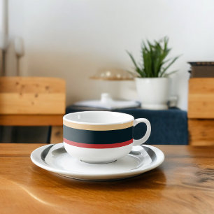 Vintage Dark Brown and Green Stripes Soup Mug