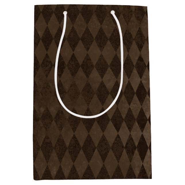Vintage Dark Brown Harlequin  Medium Gift Bag (Front)