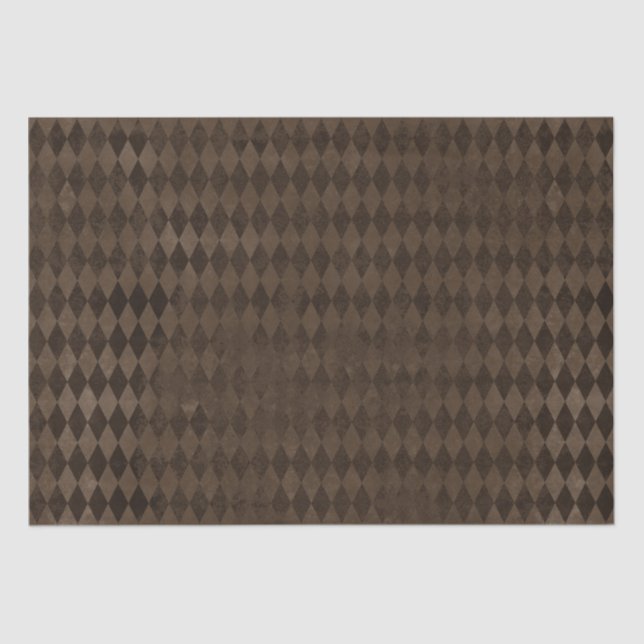 Vintage Dark Brown Harlequin  Tissue Paper (Front)