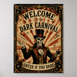 Vintage Dark Carnival Halloween Party Design Poster