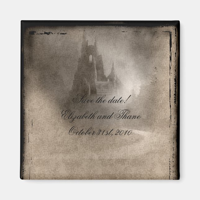 Vintage Dark Castle Gothic Invitations Magnet (Front)