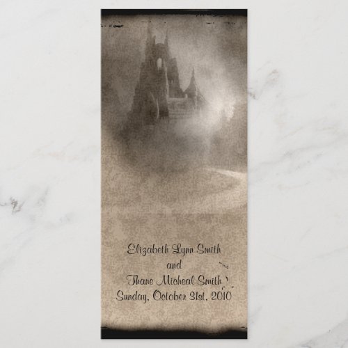 Vintage Dark Castle Gothic Reception Menu Card