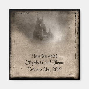 Vintage Dark Castle Gothic Save the Date Magnet