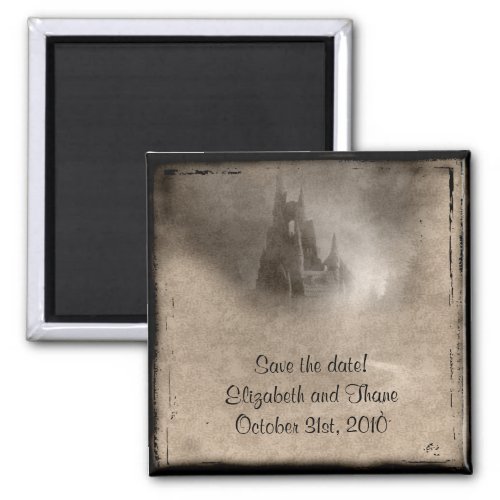 Vintage Dark Castle Gothic Save the Date Magnet