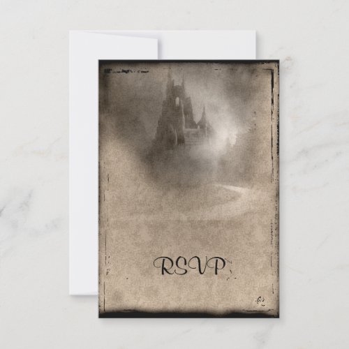 Vintage Dark Castle Gothic Wedding RSVP